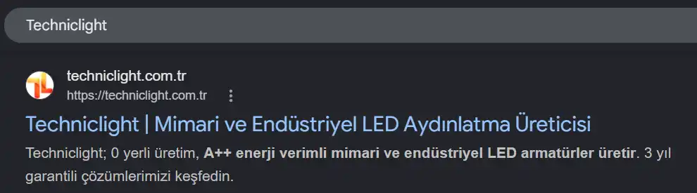 Techniclight marka Google sıralama sonucu: 2. sıra